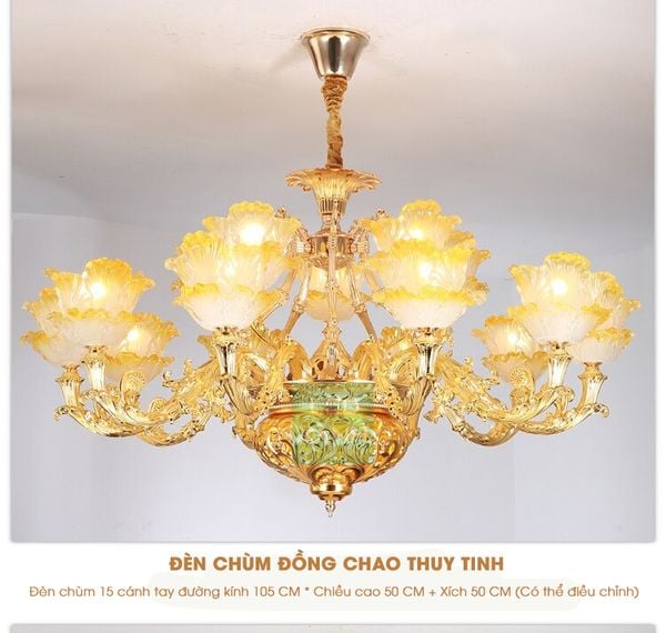 đèn chùm chao thủy tinh